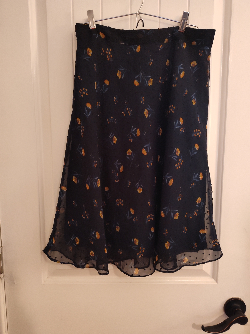 Draper James Navy Floral A-Line Midi Skirt